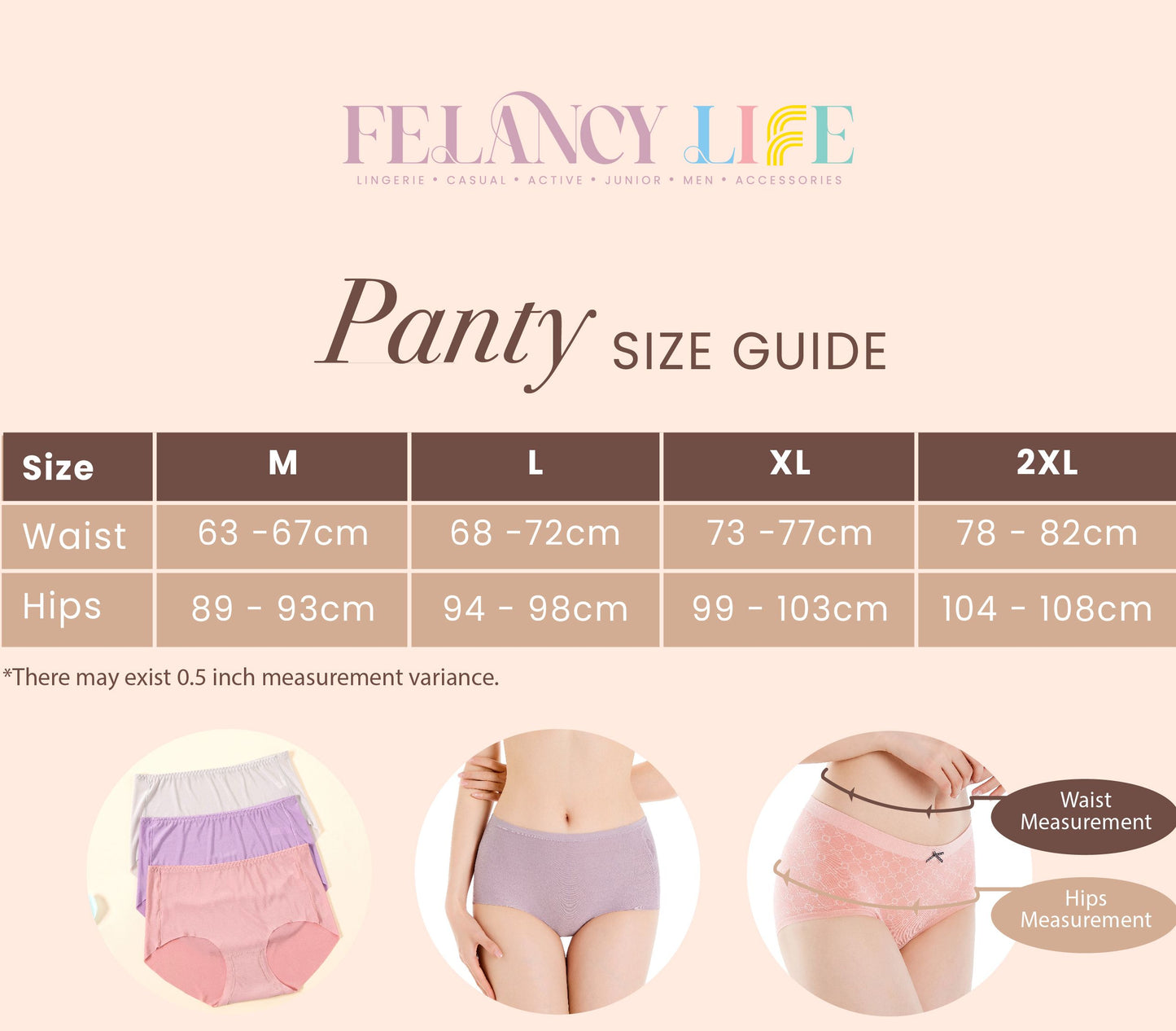 Felancy Plus Size Daily Set Panties (3 Pcs/Set) L05-100073
